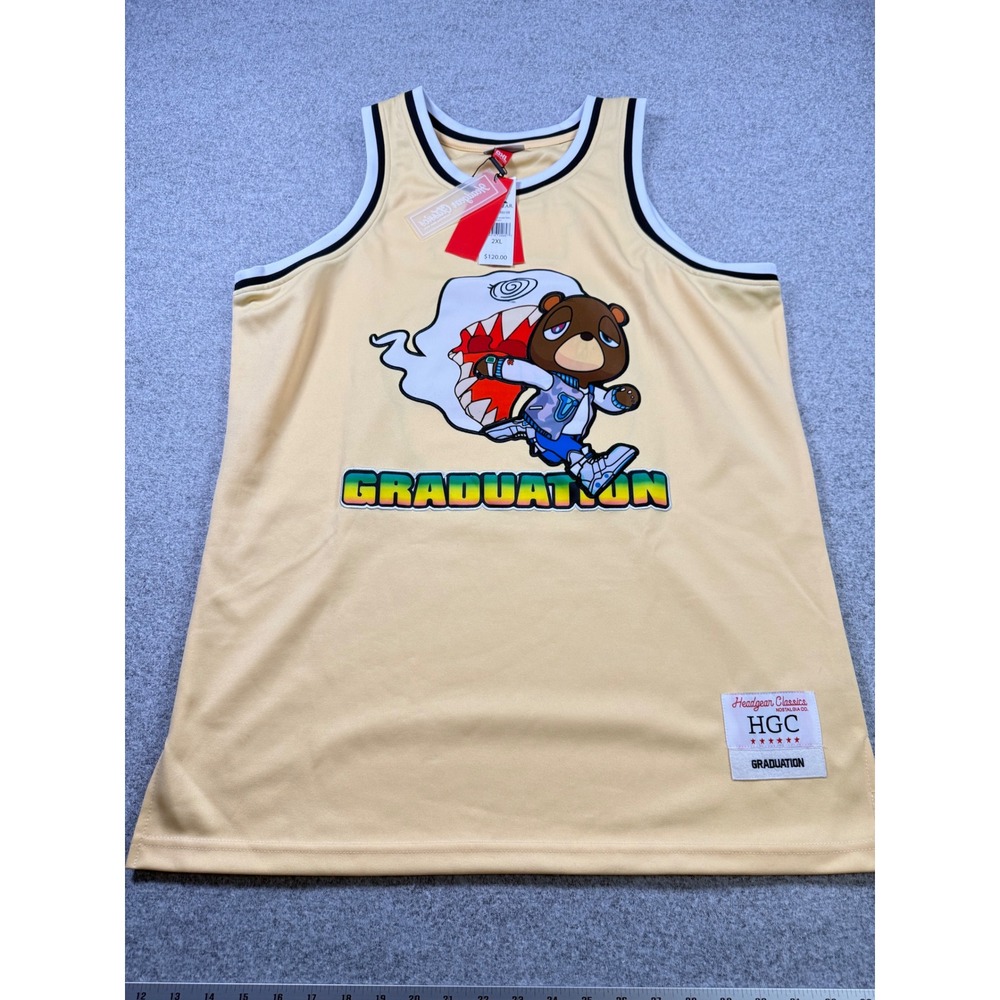 Headgear Classics Kanye West Graduation Jersey Yellow Dropout Bear Mens XL